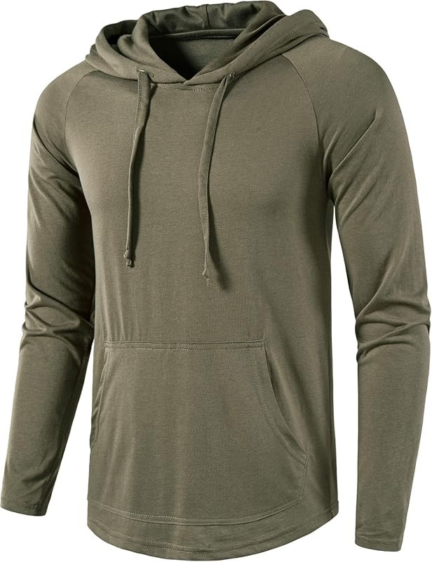 SIR7 Men's Gym Workout Active Long Sleeve Pullover Lightweight Hoodie Casual Hooded Sweatshirts