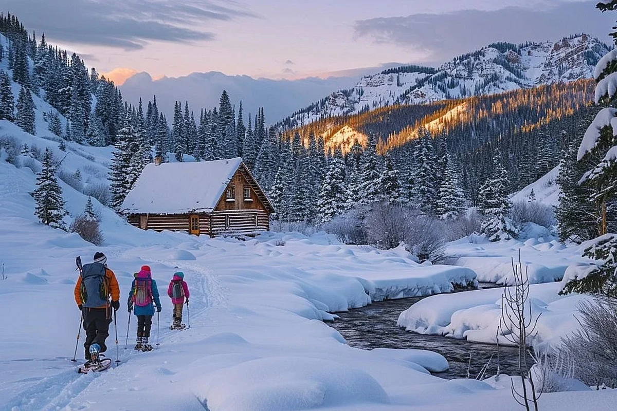 Winter hiking scenery in Colorado with snow-covered trails.