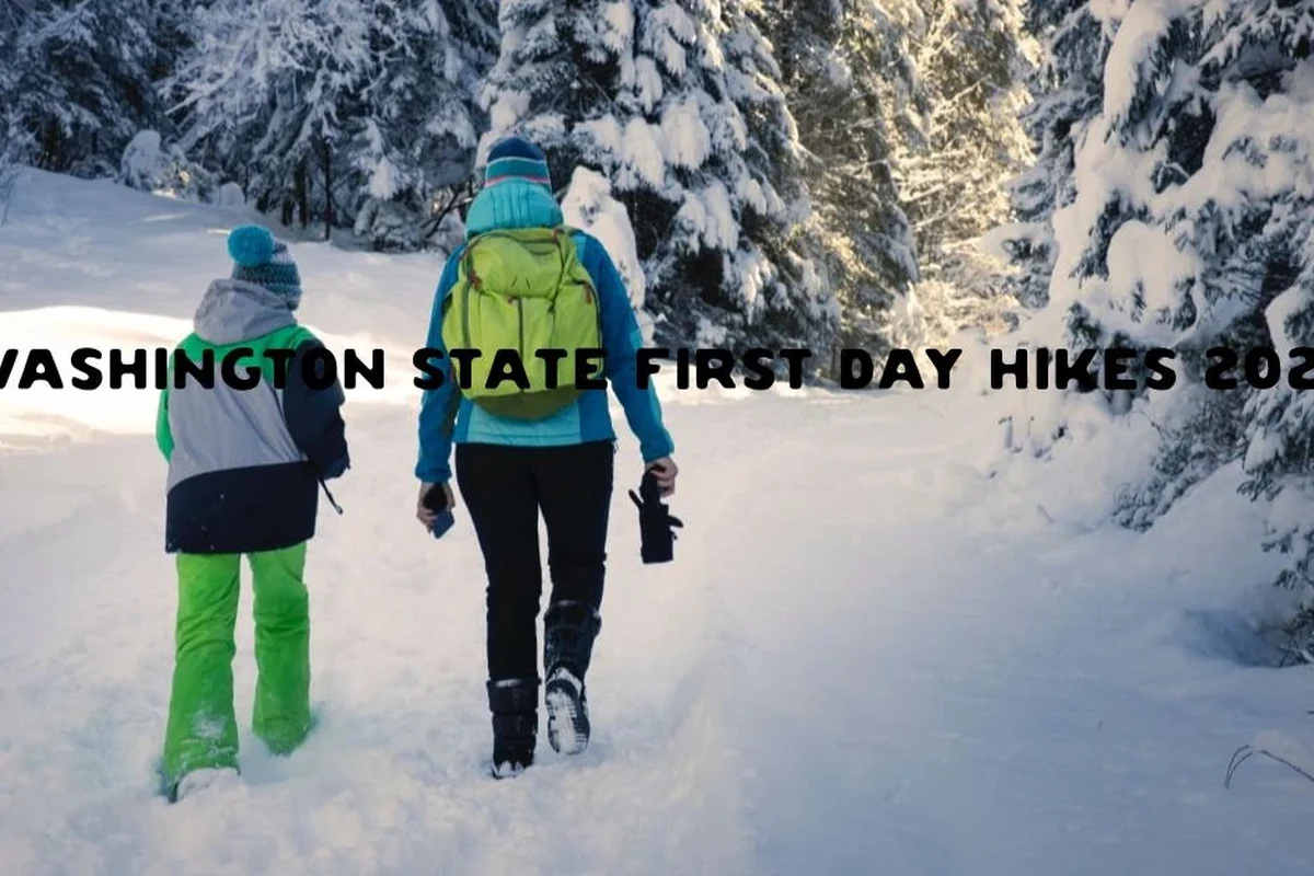Hikers on a scenic trail at dawn in winter.