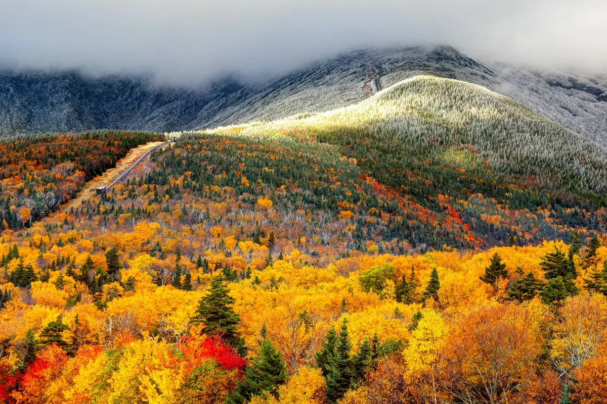 Hiking trails in White Mountain National Forest with scenic views