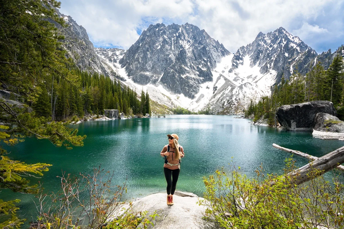 Hiker enjoying stunning views in a state park