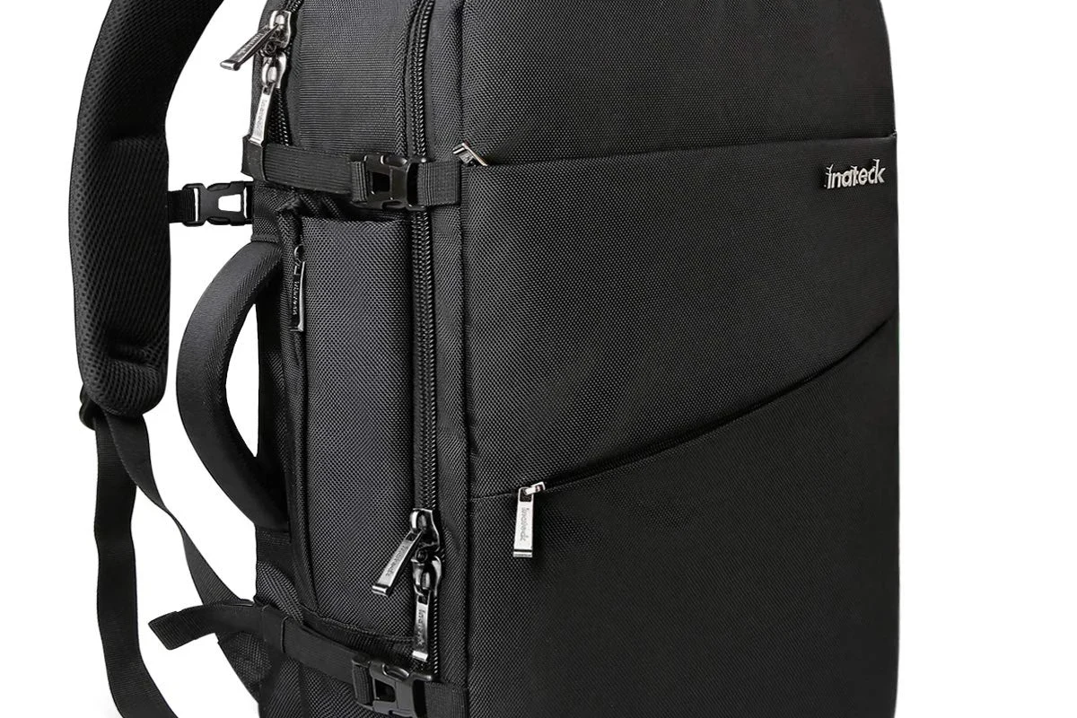 A stylish women's travel backpack featuring a laptop compartment for secure storage.