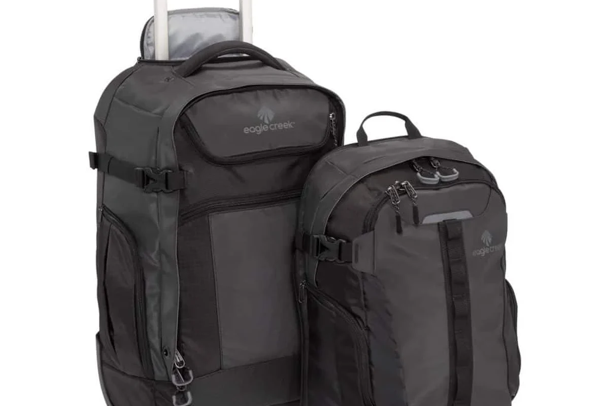 Travel backpack with wheels, perfect for carry-on size.