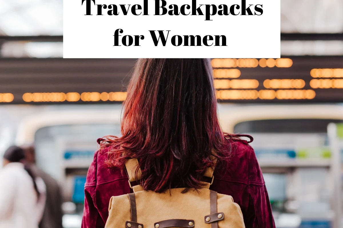 A stylish travel backpack for women, perfect as a personal item for flights.