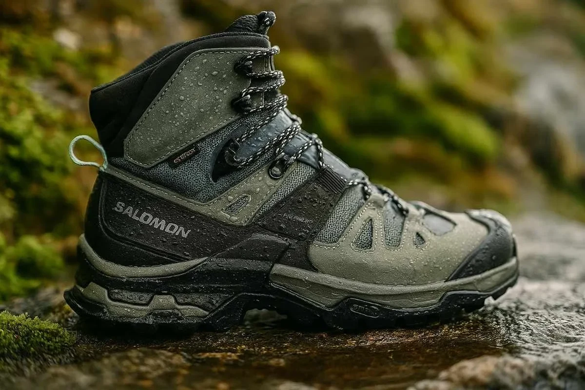 Women hiking in water resistant boots on a trail