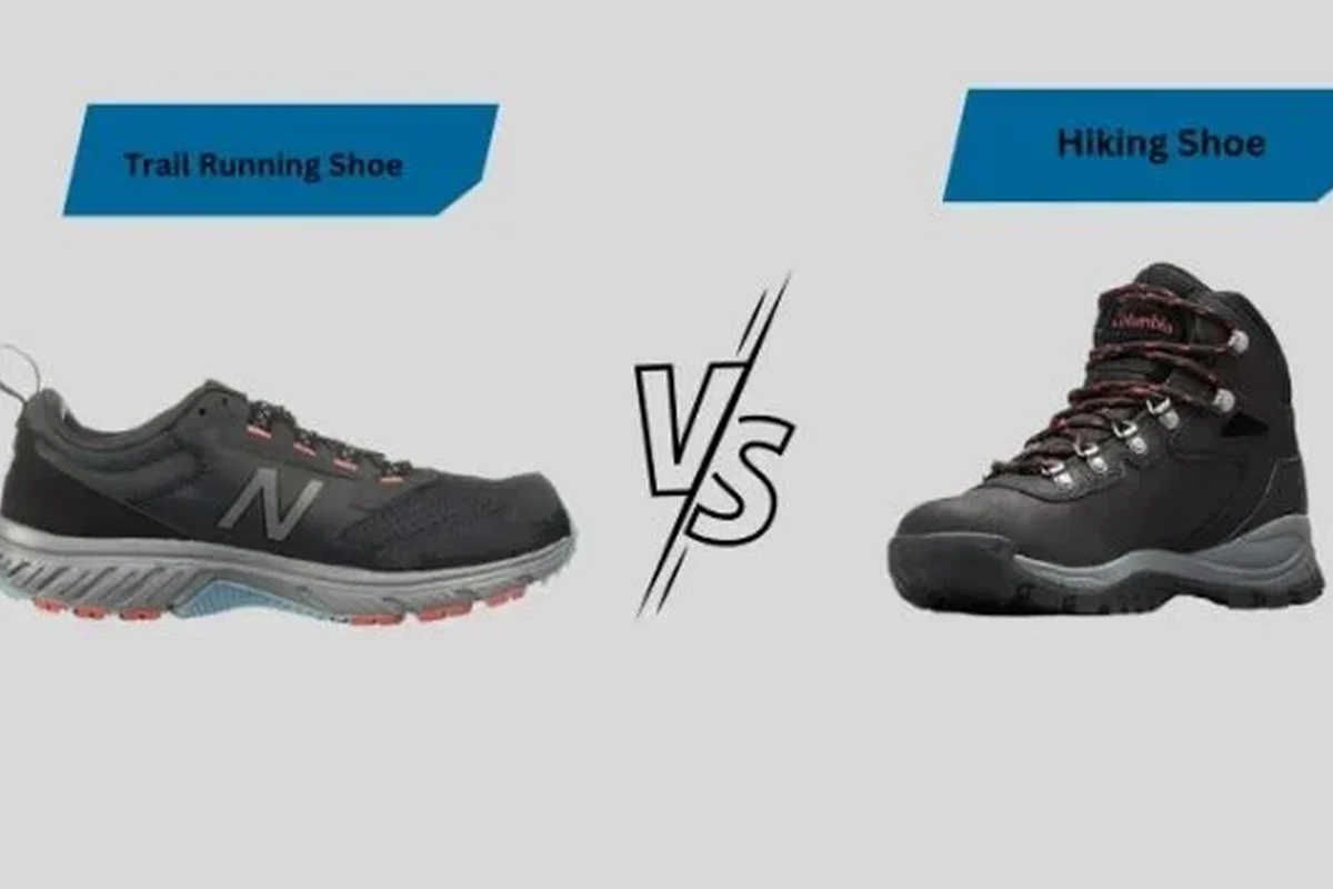 Comparison of trail running shoes and hiking shoes for outdoor activities.