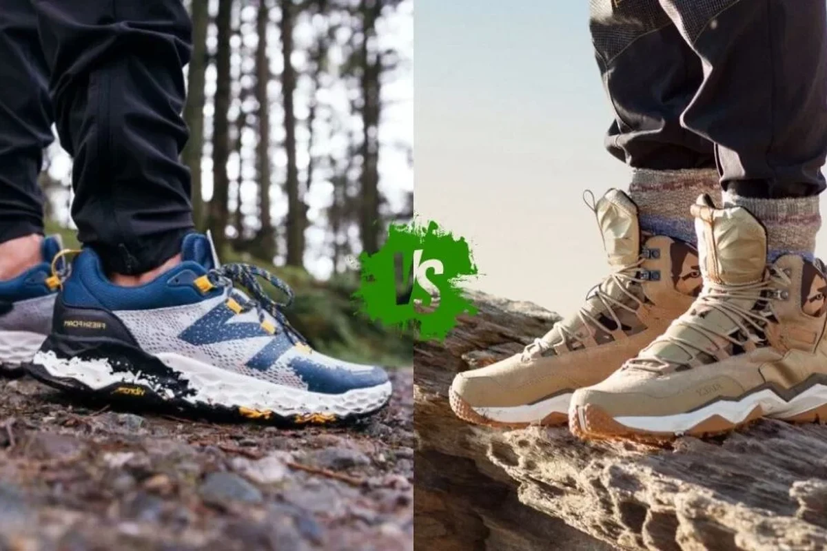 Comparison of trail running shoes and hiking shoes for outdoor activities.